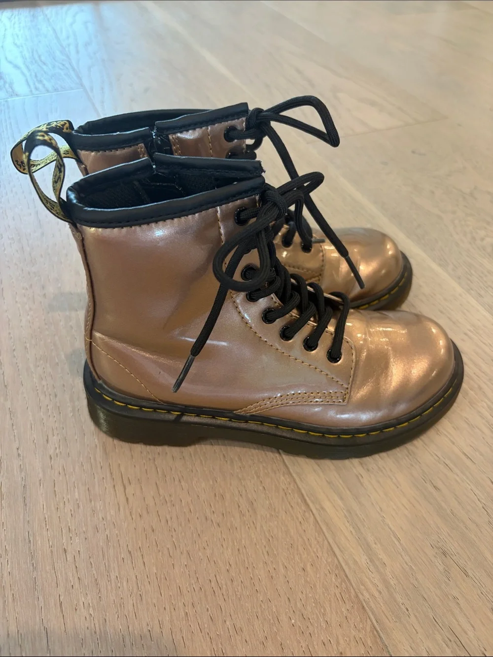Dr. Marten Metallic Bronze Lace-Up Combat Boots - Girls size 13